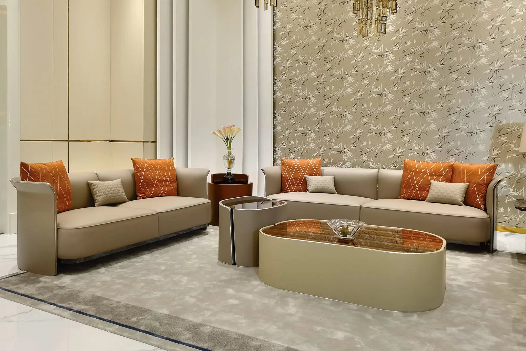 Luxury leather Italian modern living room style Contemporary expensive lightweight shell fabric sofa W015SF1 Bentley Sofa