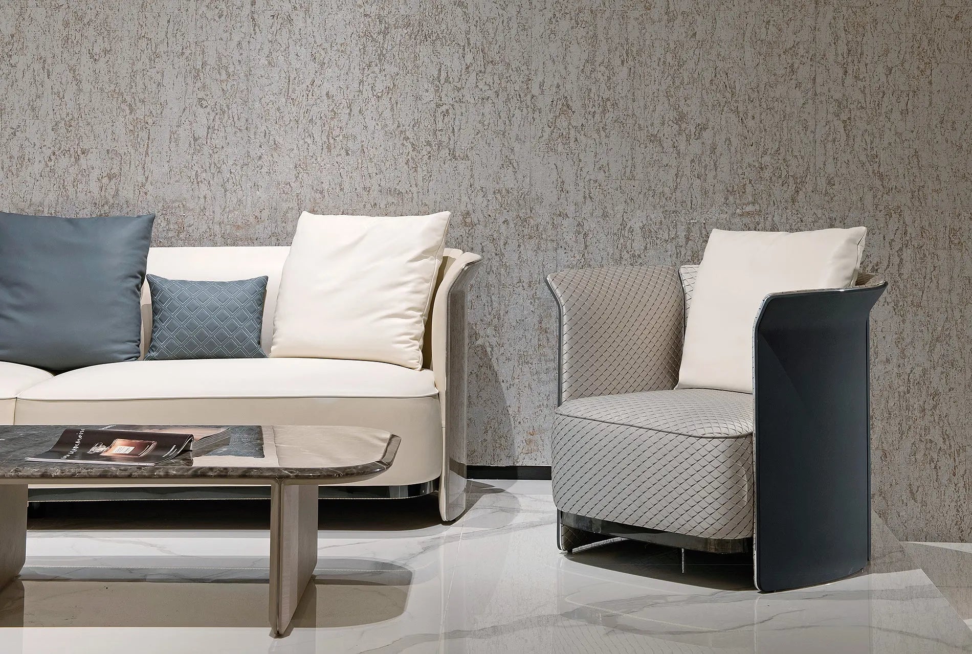 Luxury leather Italian modern living room style Contemporary expensive lightweight shell fabric sofa W015SF1 Bentley Sofa