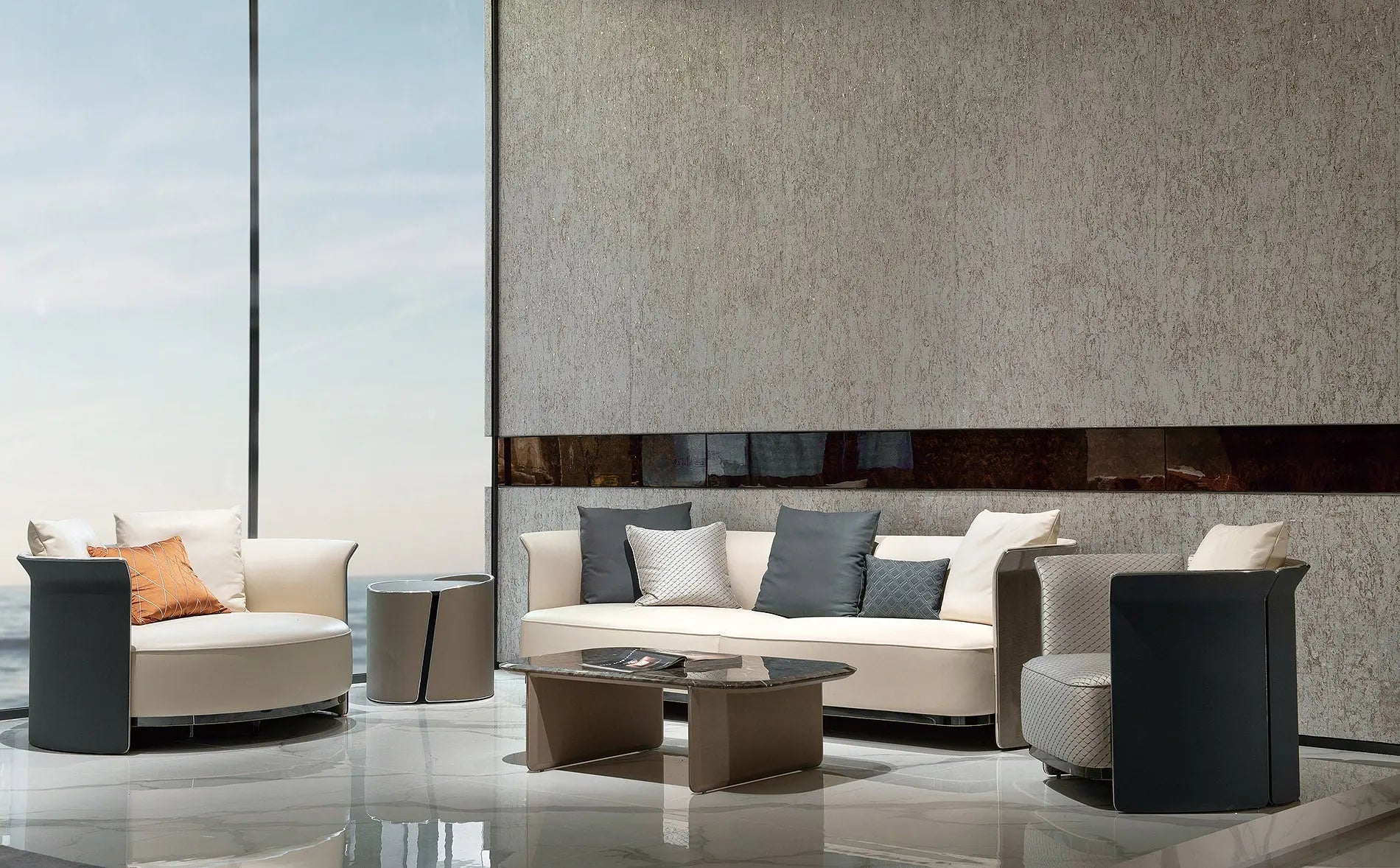 Luxury leather Italian modern living room style Contemporary expensive lightweight shell fabric sofa W015SF1 Bentley Sofa