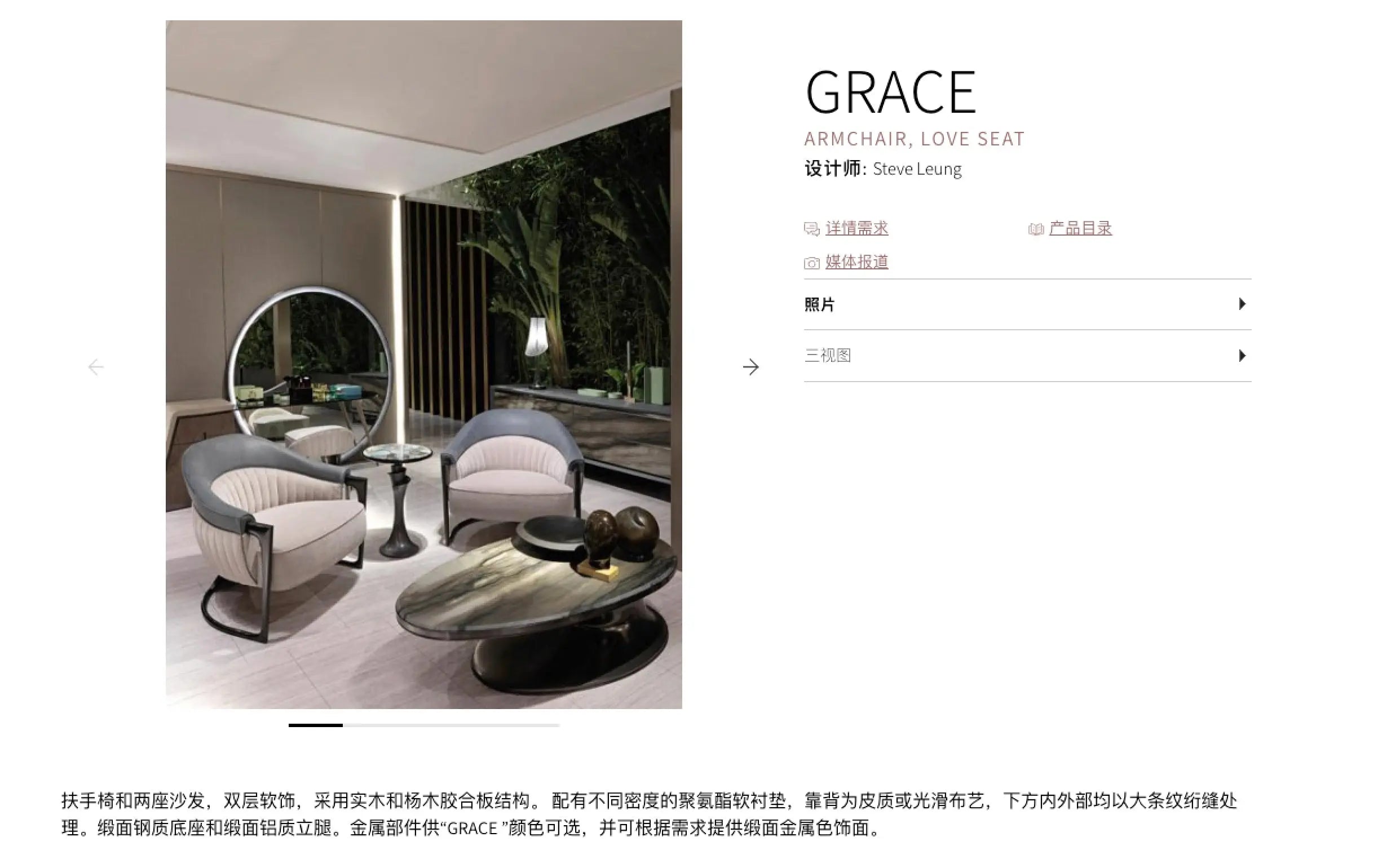 Luxury modern metal leisure accent chair W011SF11B Visionnaire style Grace leisure chair single chair