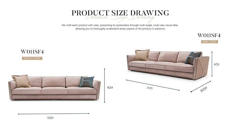 Luxury modern top quality leather sofa W011SF1  Visionnaire style Bastian Dual sofa W