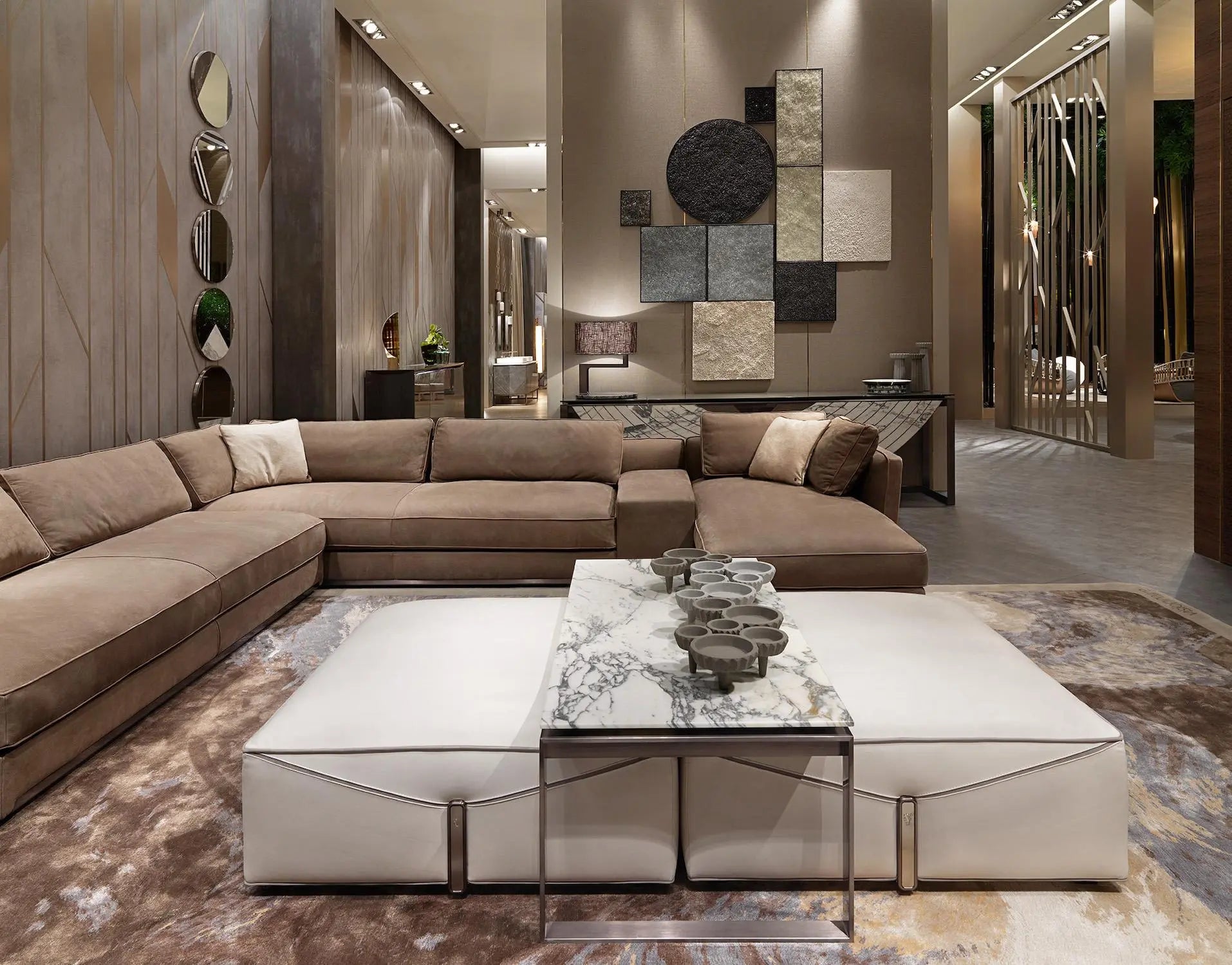 Luxury modern top quality leather sofa W011SF1 Visionnaire style Bastian Dual sofa