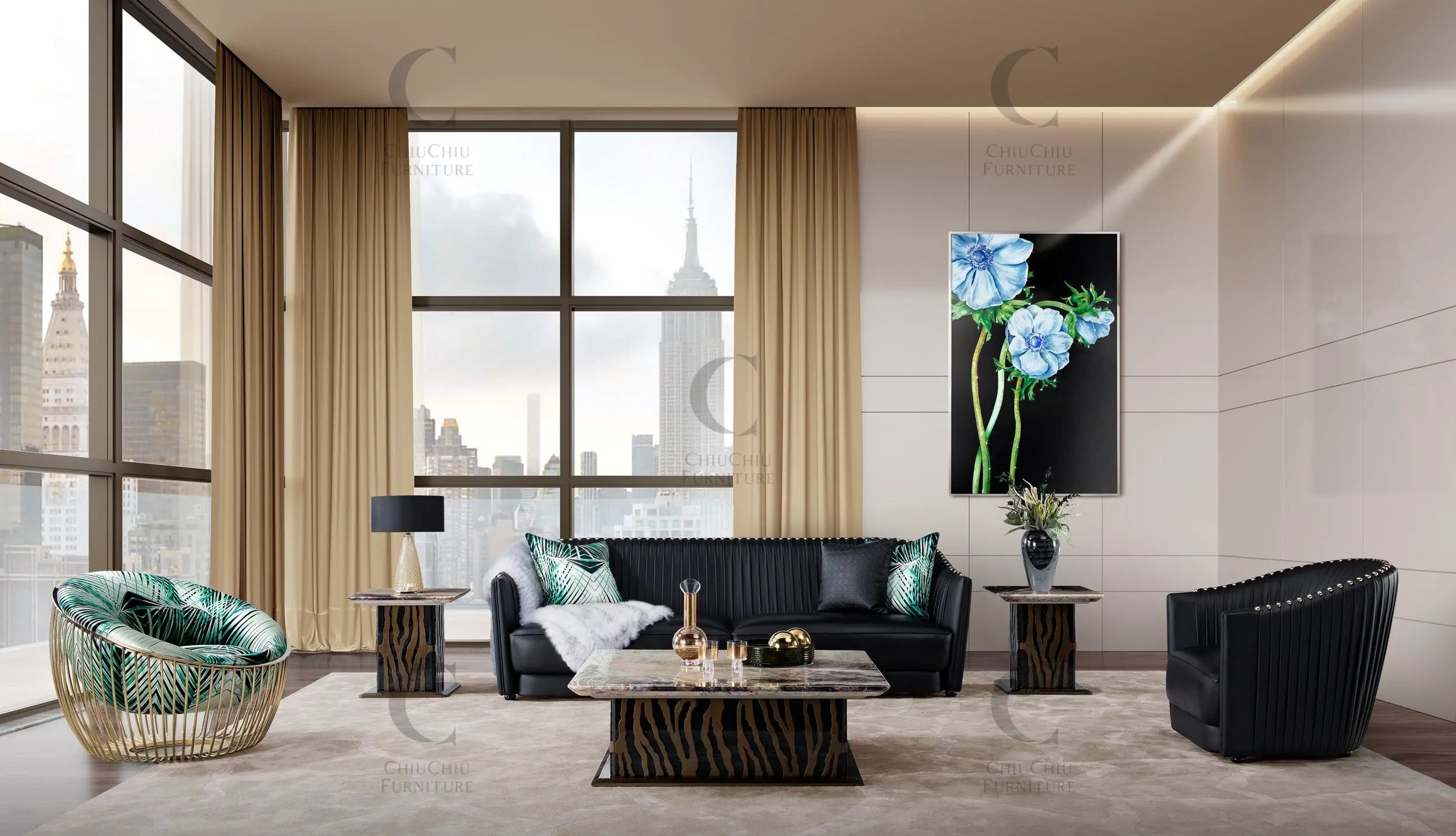 Luxury sofa living room furniture comfortable black leather sofa WH310SF2 Modern furniture sofa