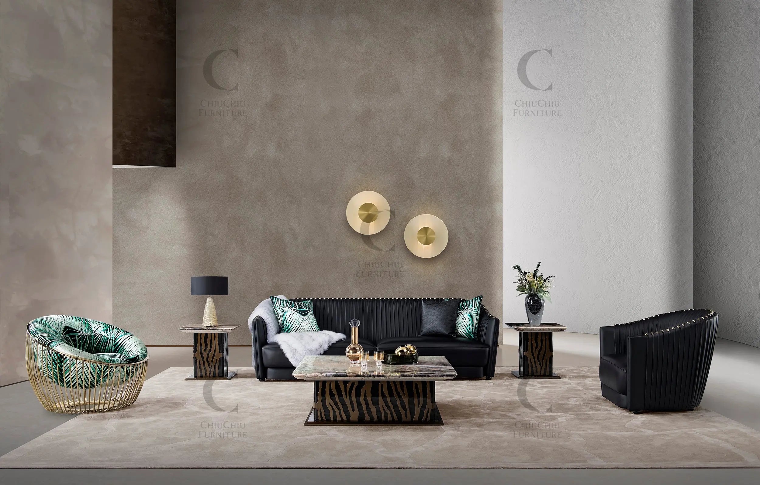 Luxury sofa living room furniture comfortable black leather sofa WH310SF2 Modern furniture sofa