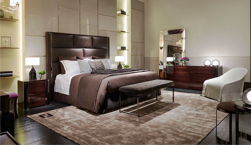 Latest Bedroom Furniture Design Upholstered Modern Leather Bed W009B10 Fendi style  Montgomery Bed