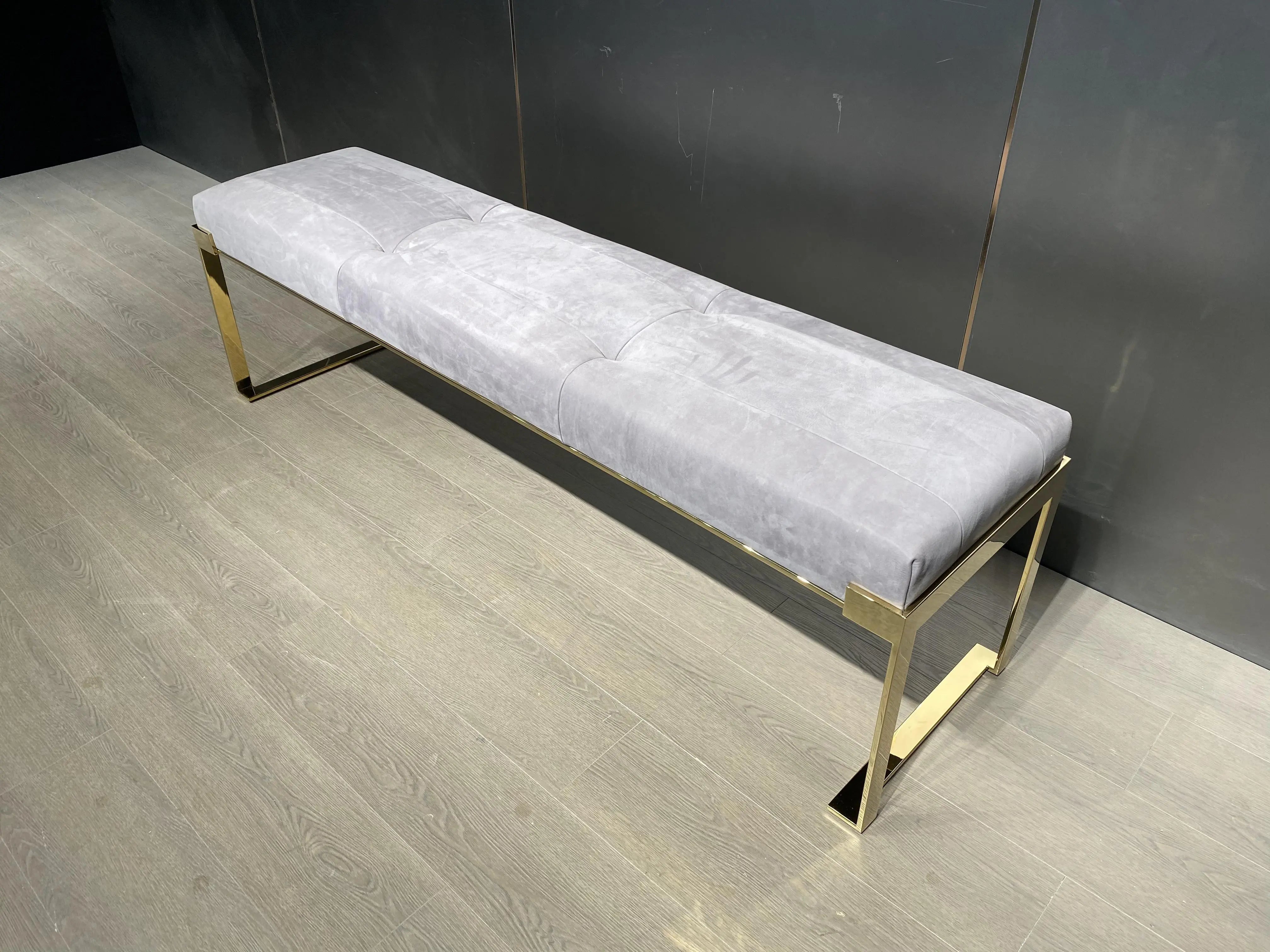 Metal Frame Velvet Upholstery Bedroom Ottoman W009B18B Fendi style Aura bedside stool，bench W