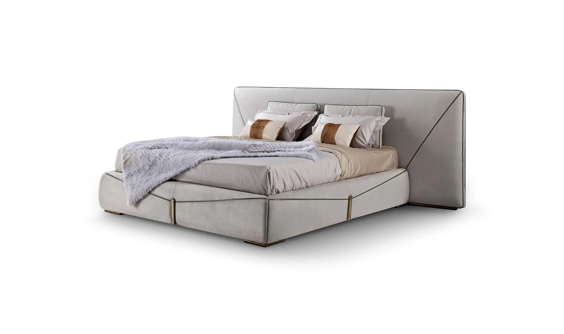 Minimalist bedroom design upholstered modern leather bed W011B10B Visionnaire style  Bastian  Bed，Modern design upholstered leather bedroom bed W