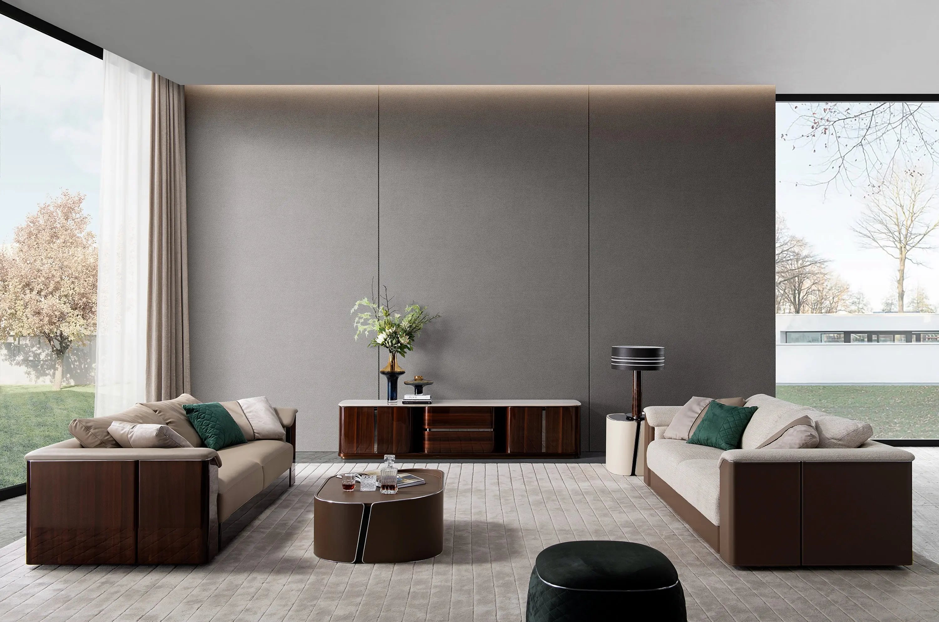 Modern British Style Leather Sofa Set with Silver Metal Strips W016SF2 Bentley style Tiverton Sofa