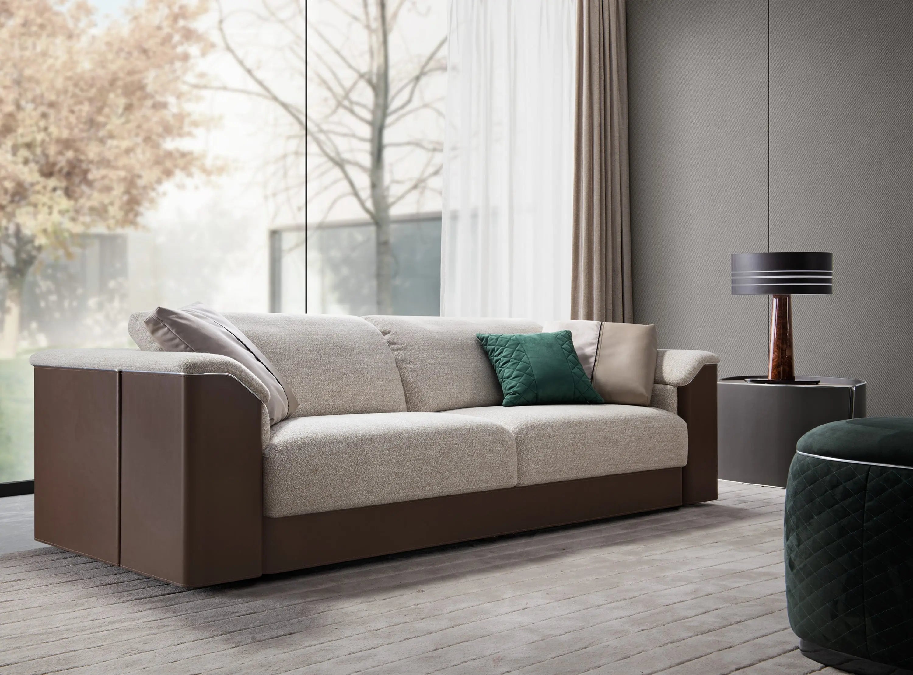 Modern British Style Leather Sofa Set with Silver Metal Strips W016SF2 Bentley style Tiverton Sofa