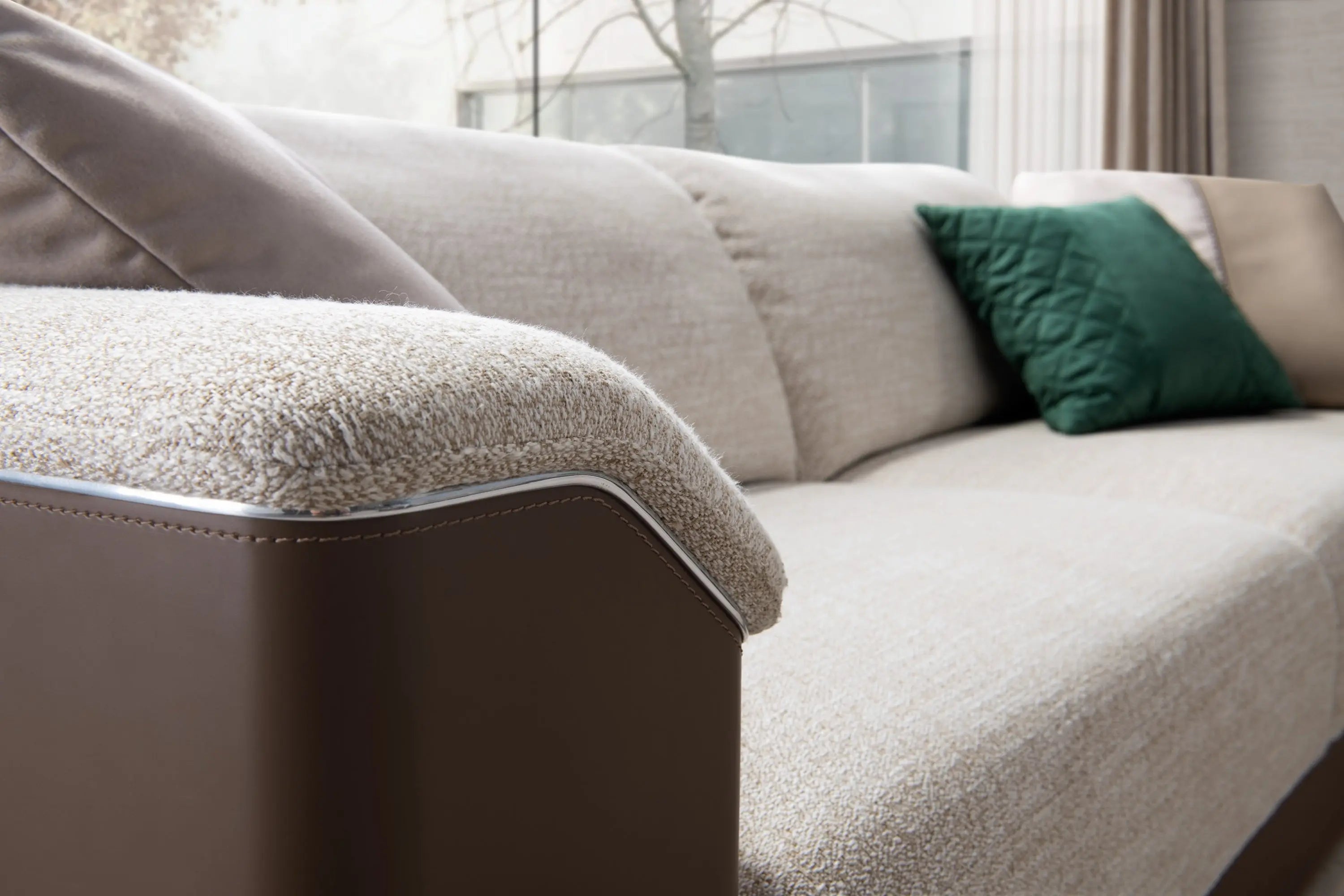 Modern British Style Leather Sofa Set with Silver Metal Strips W016SF2 Bentley style Tiverton Sofa