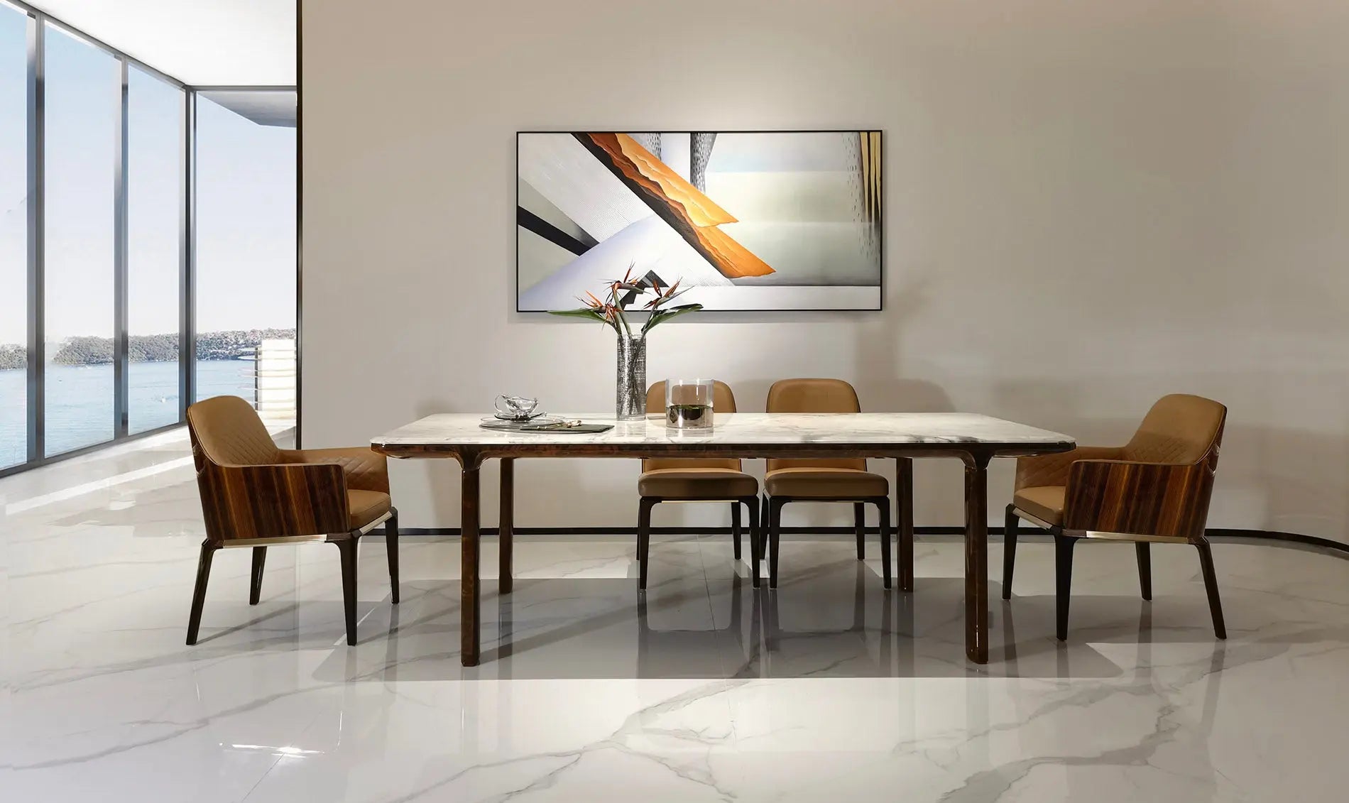 Modern Marble Dining Table W016D1 Bentley Dining Table，long dining table W