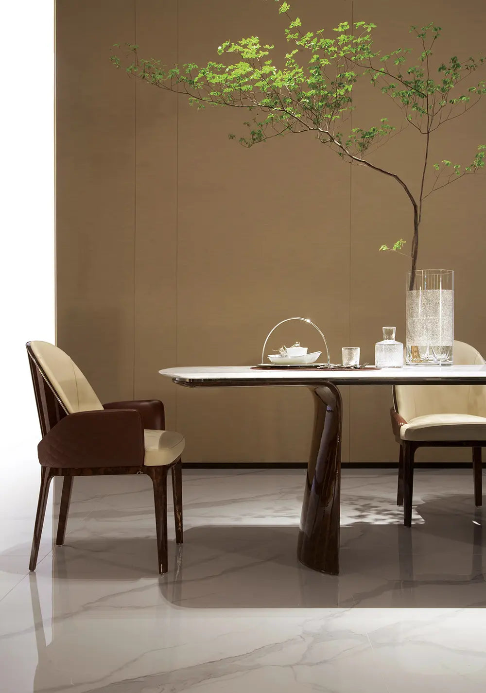 Modern Marble Dining Table with Wooden Base  W015D1 Bentley style Aldford Table  long dining table W