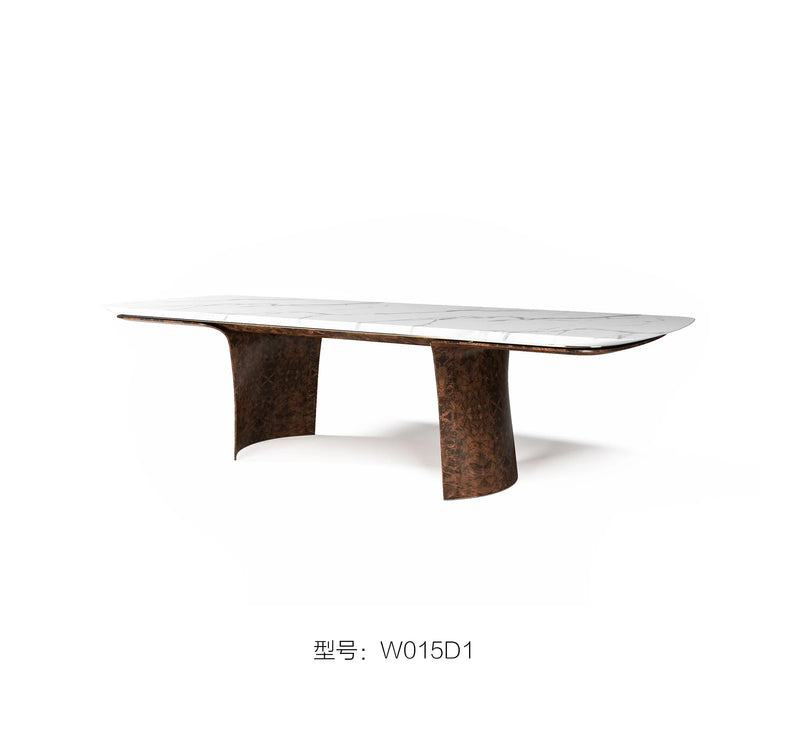 Modern Marble Dining Table with Wooden Base  W015D1 Bentley style Aldford Table  long dining table W