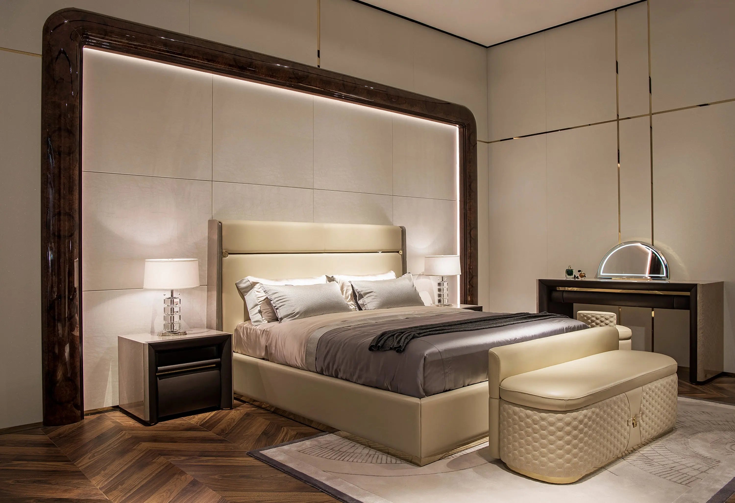 New Modern Design Luxury Dressing Table With Half Moon Mirror W012B13 Turri style Madison Dressing Table