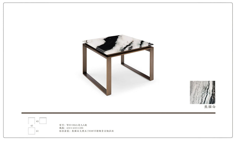 Panda White Marble Corner Table - Nature-Inspired Elegance for YourSpace W011H6A Visionnaire style Atreyu Coffee Table Tea table Coner table W