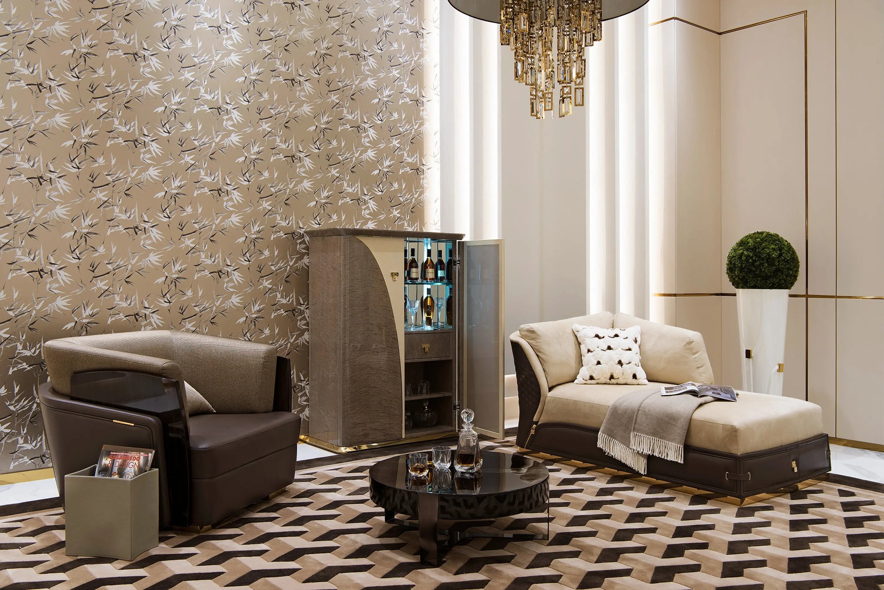 New modern Italian luxury sofa bed leather recliner W002B19 L/R Turri style Sofa Vogue chaise longue