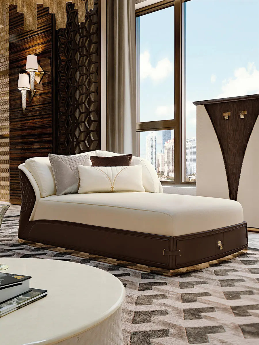 New modern Italian luxury sofa bed leather recliner W002B19 L/R Turri style Sofa Vogue chaise longue