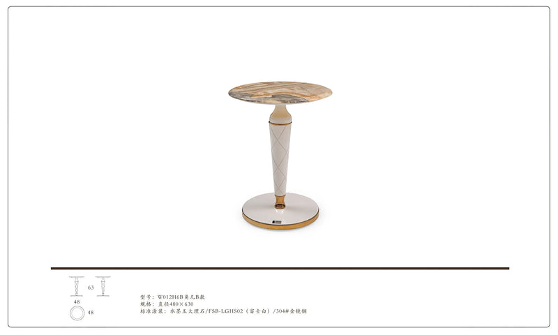 Round Marble White Side Table W012H6B Bentley Coffee Table Tea table Coner table W