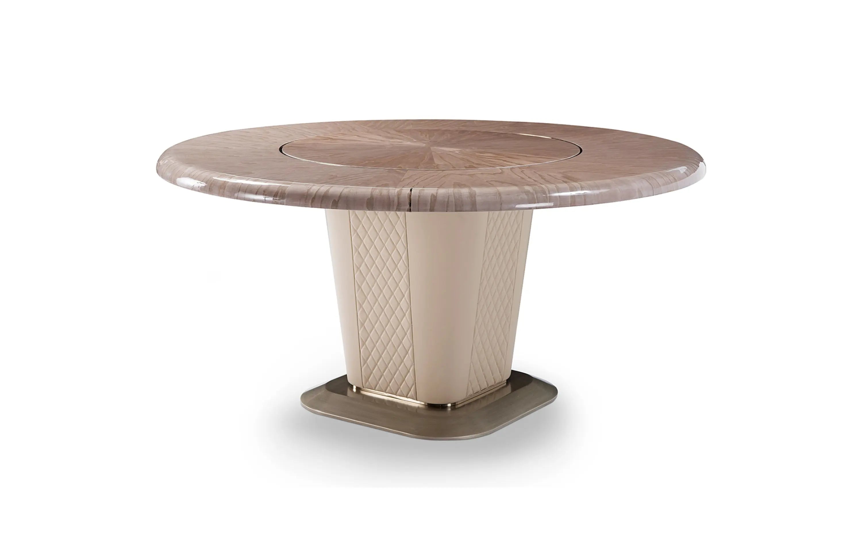 Round Modern Luxury Dining Table with Metal Base and Wood Veneer W009D1 Bentley Dining Table W