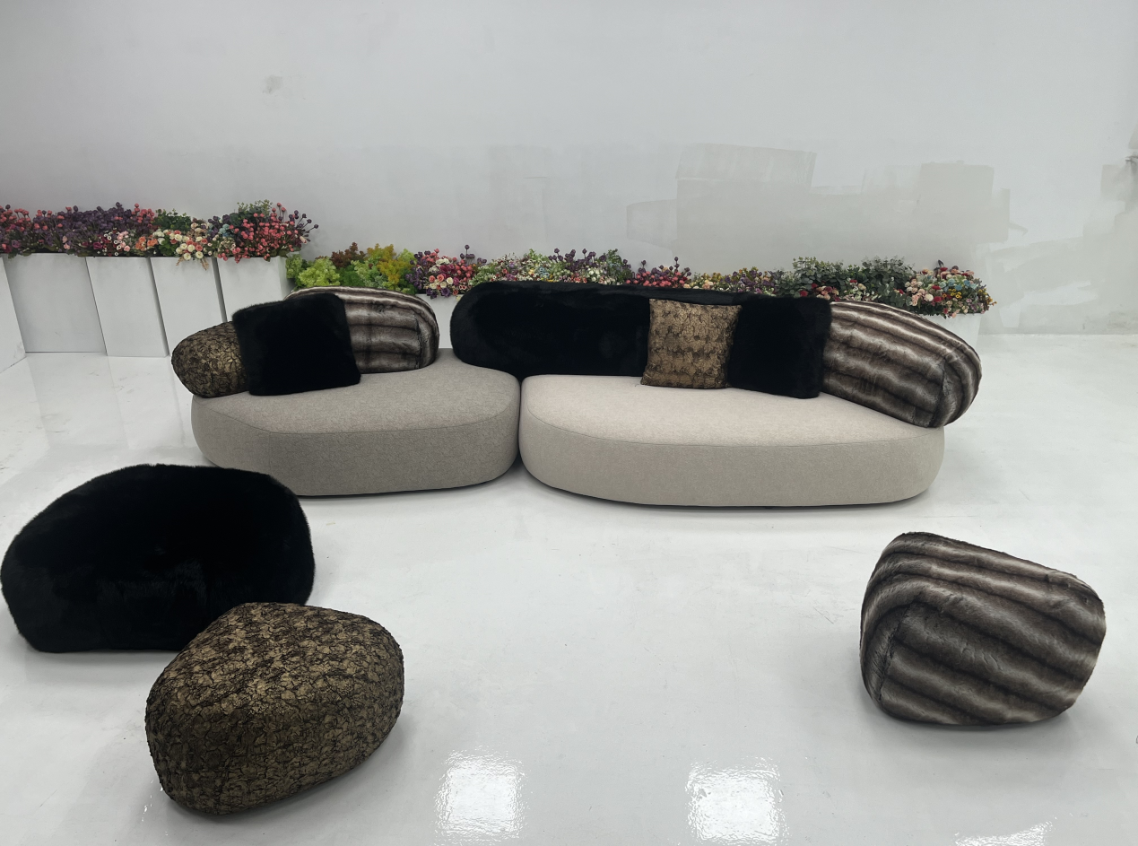 SF-521  sofa   Italian Minimalist Fabric Shaped Modular Pebble Sofa Set