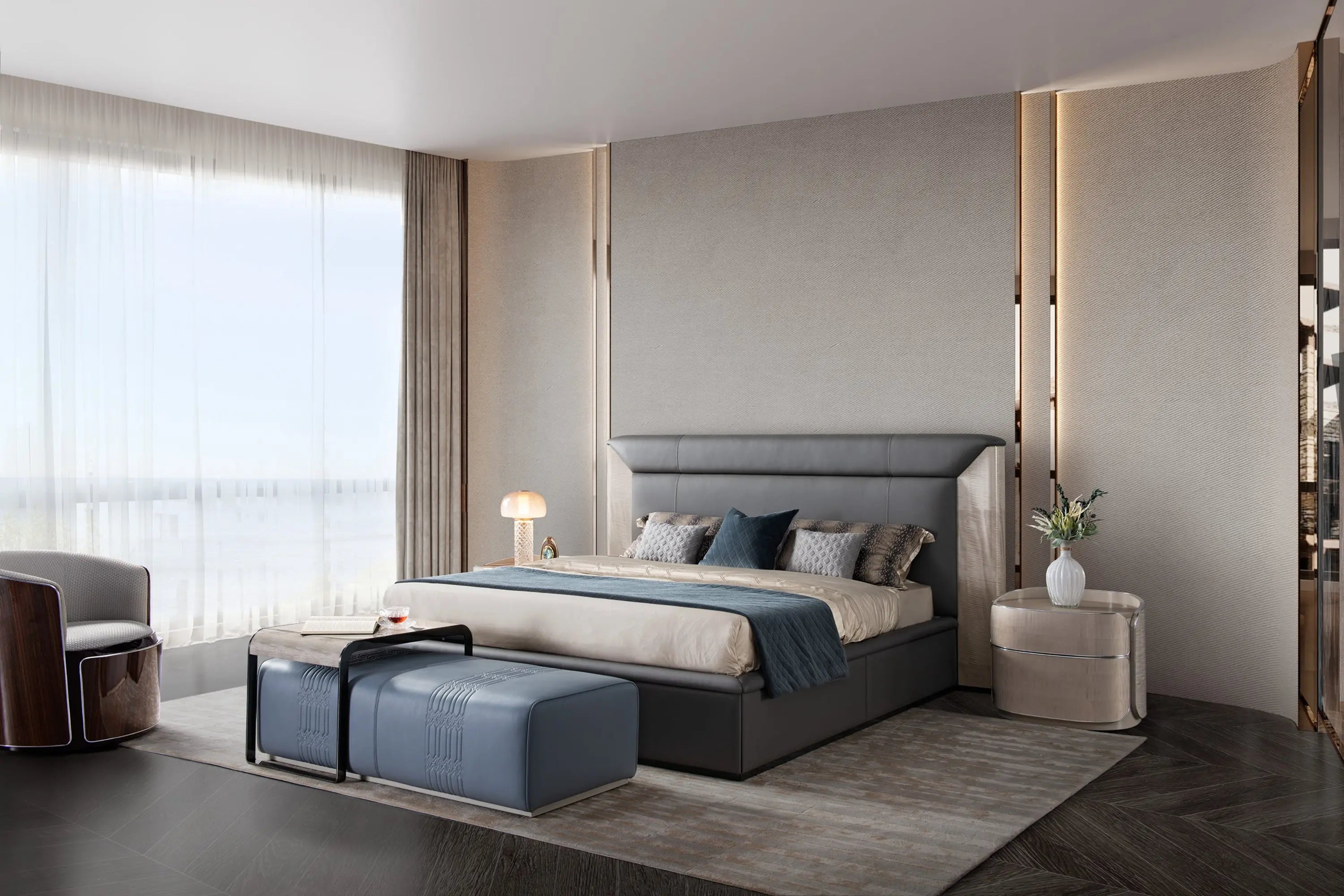 Bentley-Style Ambleside Modern Luxury Bedside Table W010B11, Stylish Storage Nightstand