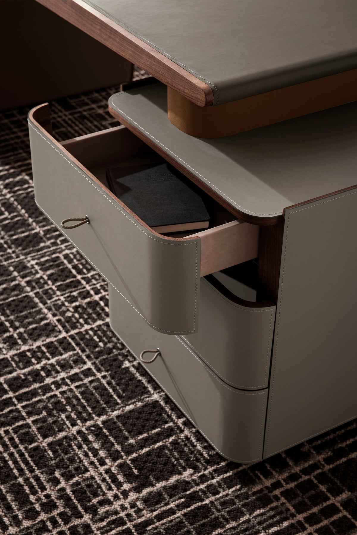 T-1015 Minimalism Bookcase desk Saddle leather,Boss Table , Office Table