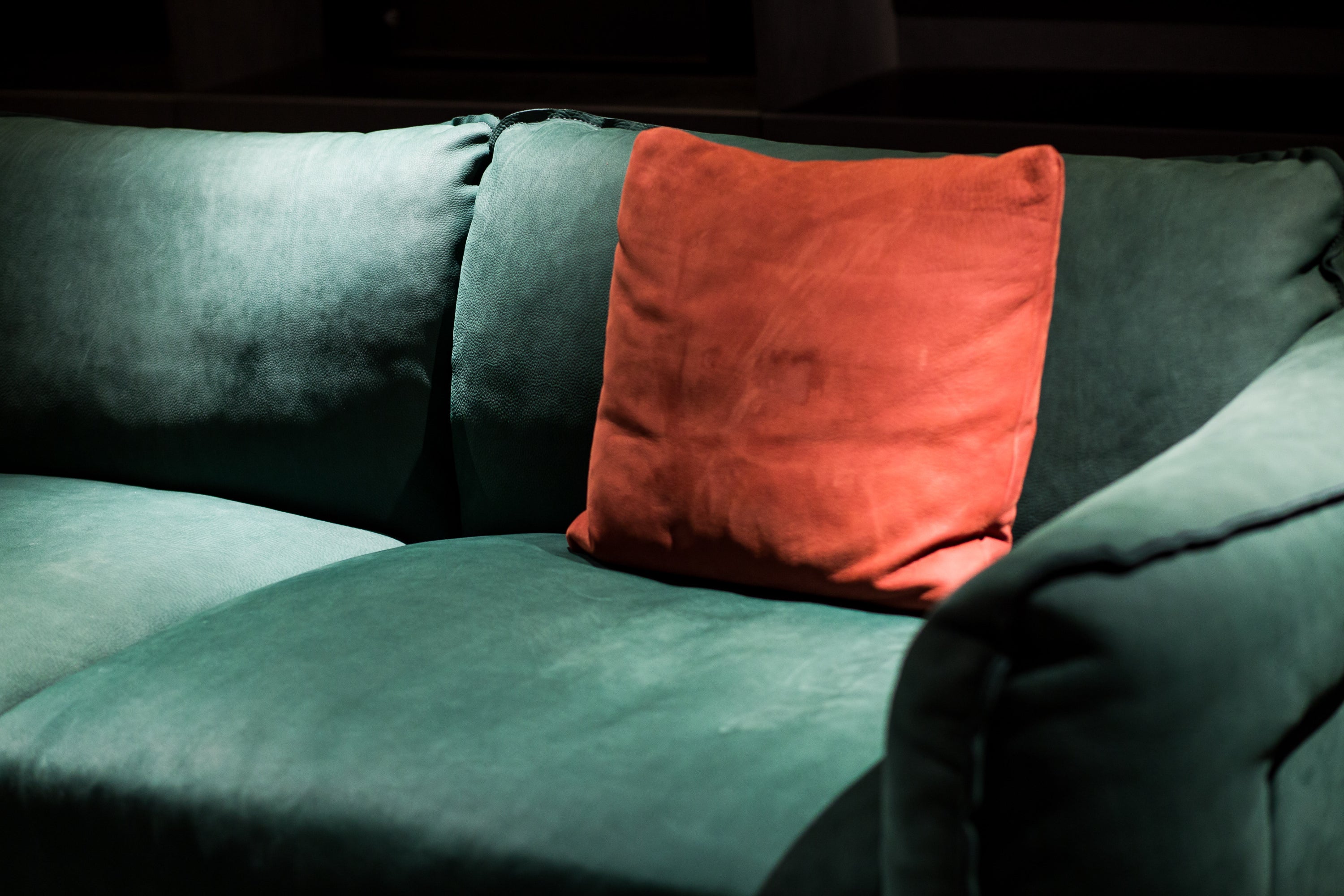 Italian minimalist green and orange leather sofa VJ1-1907 sofa DD