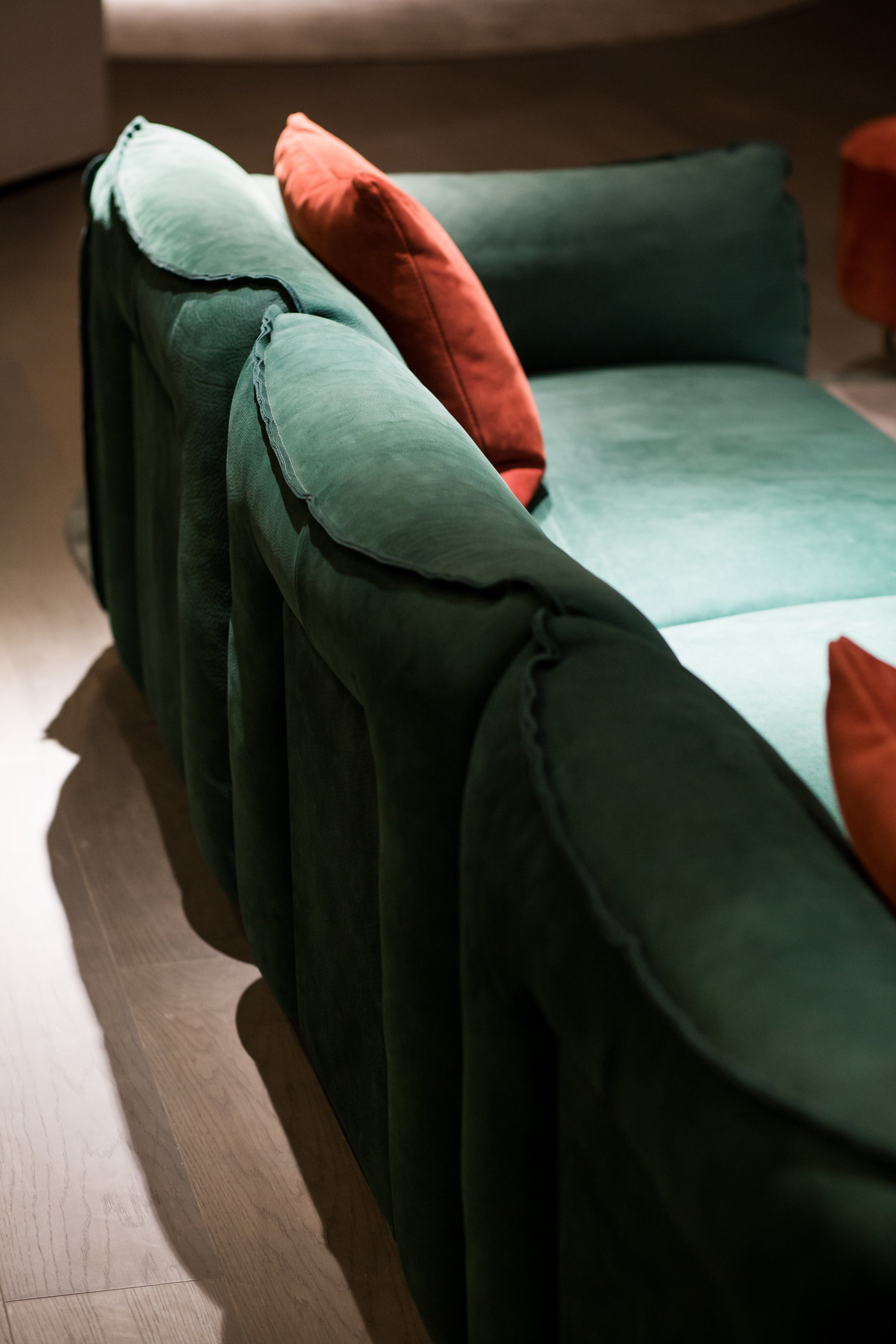 Italian minimalist green and orange leather sofa VJ1-1907 sofa DD