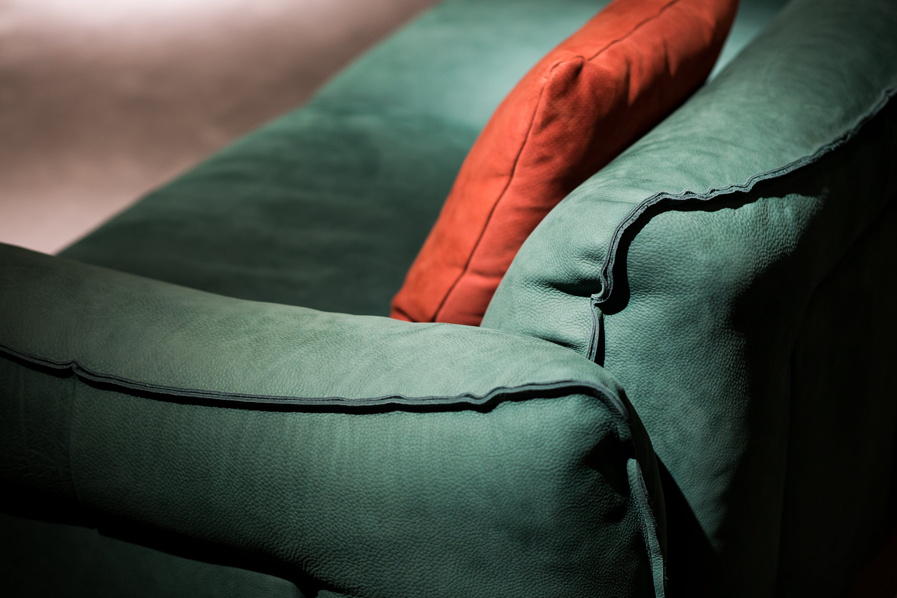 Italian minimalist green and orange leather sofa VJ1-1907 sofa DD