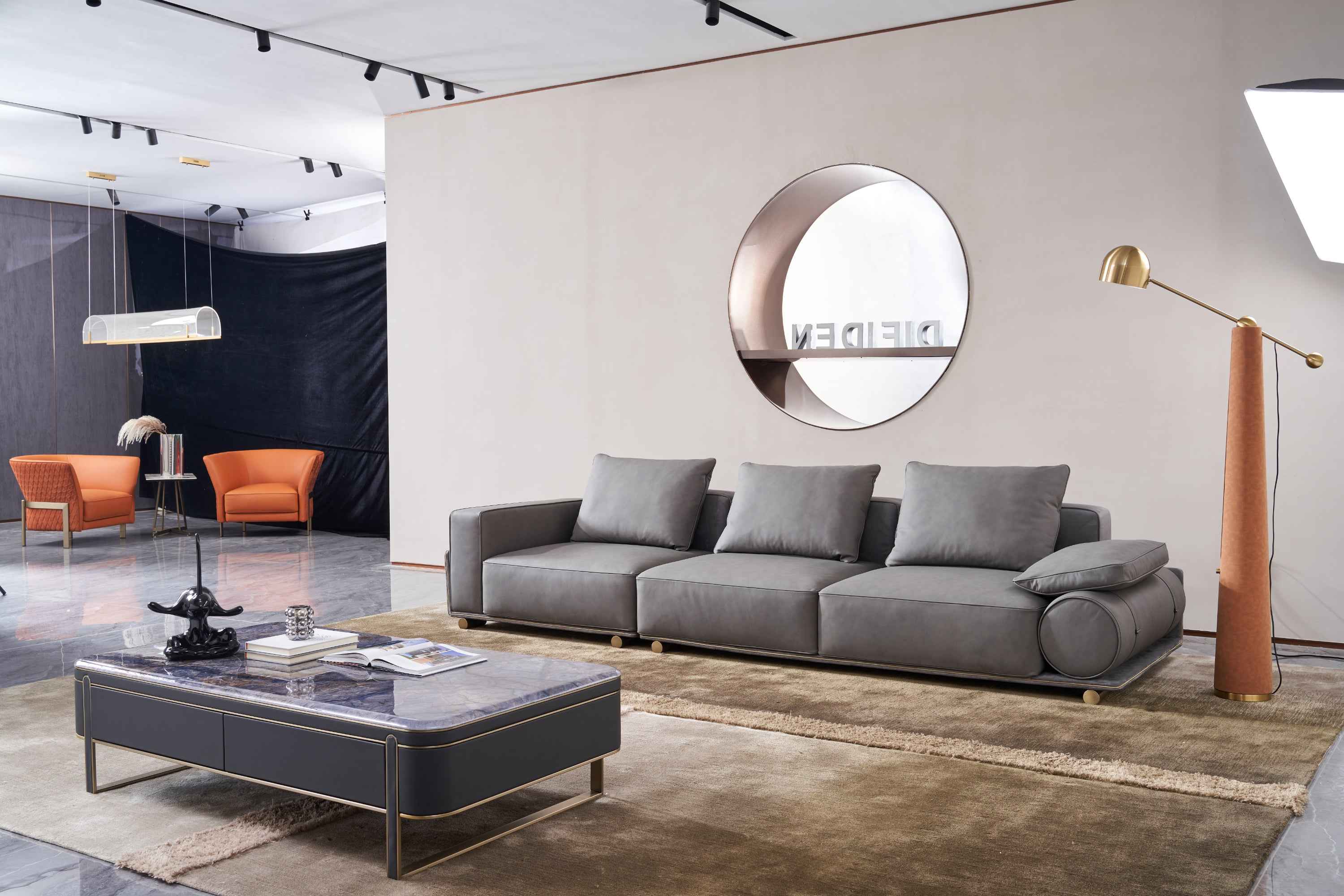 Italian minimalist A65 leather sofa simple aesthetics VJ3-2102 sofa