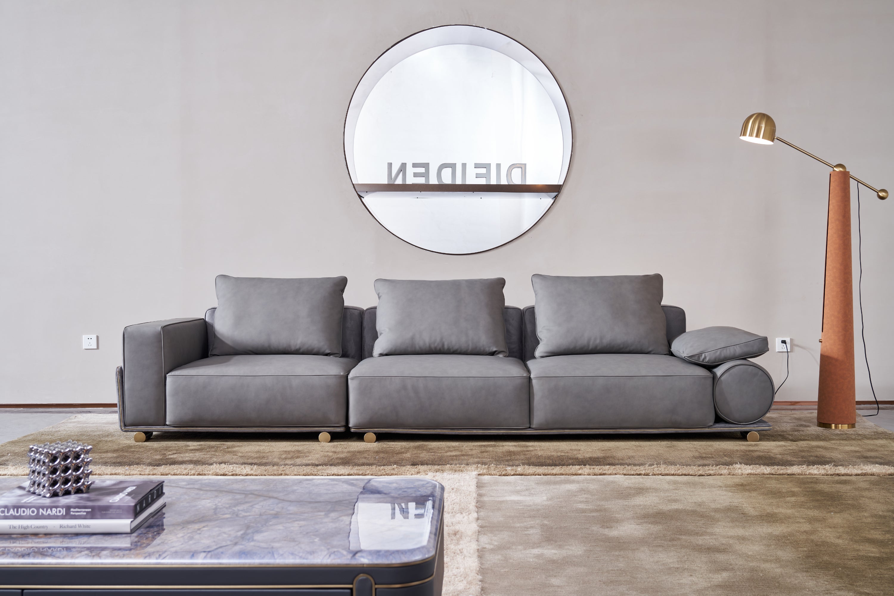 Italian minimalist A65 leather sofa simple aesthetics VJ3-2102 sofa