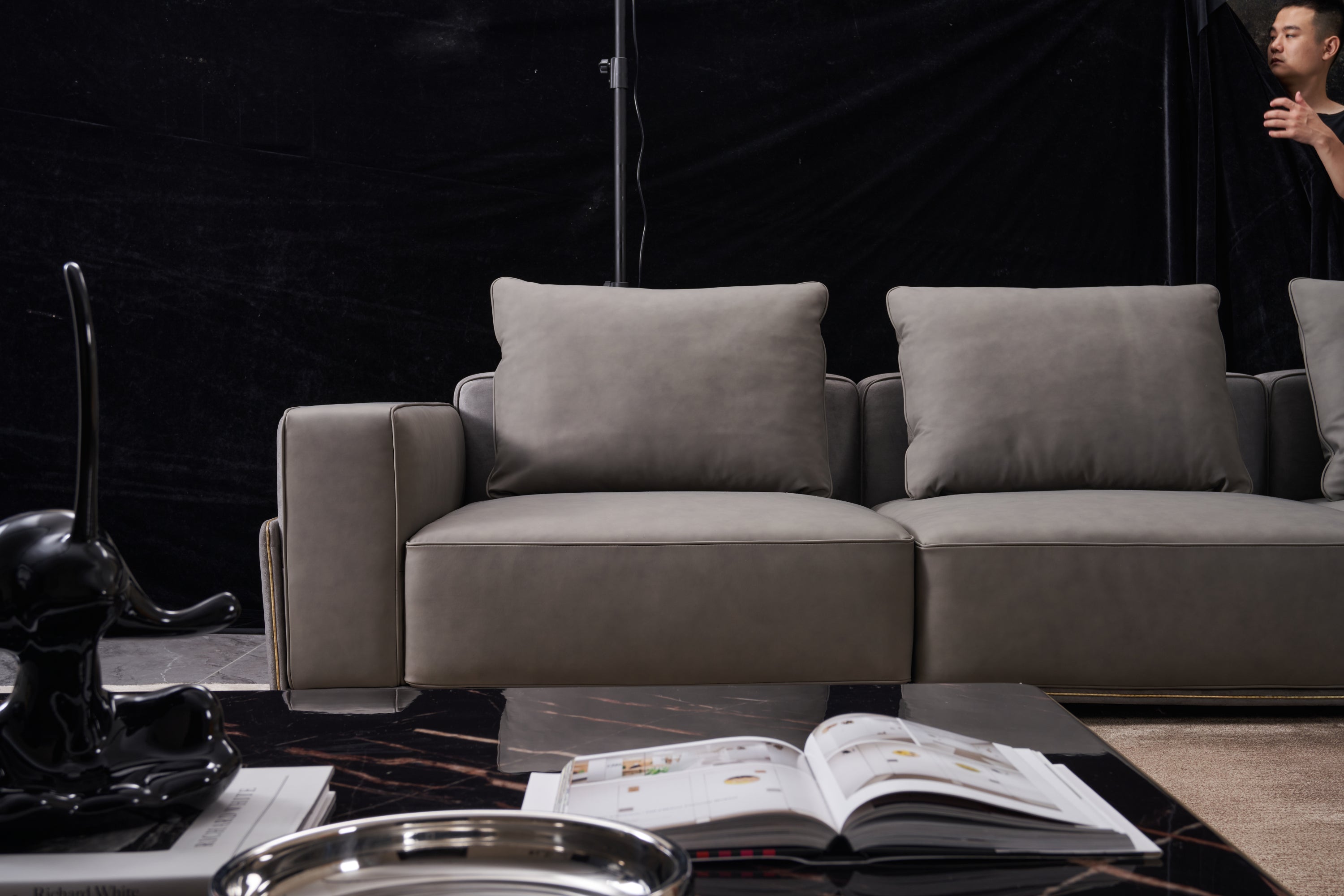 Italian minimalist A65 leather sofa simple aesthetics VJ3-2102 sofa