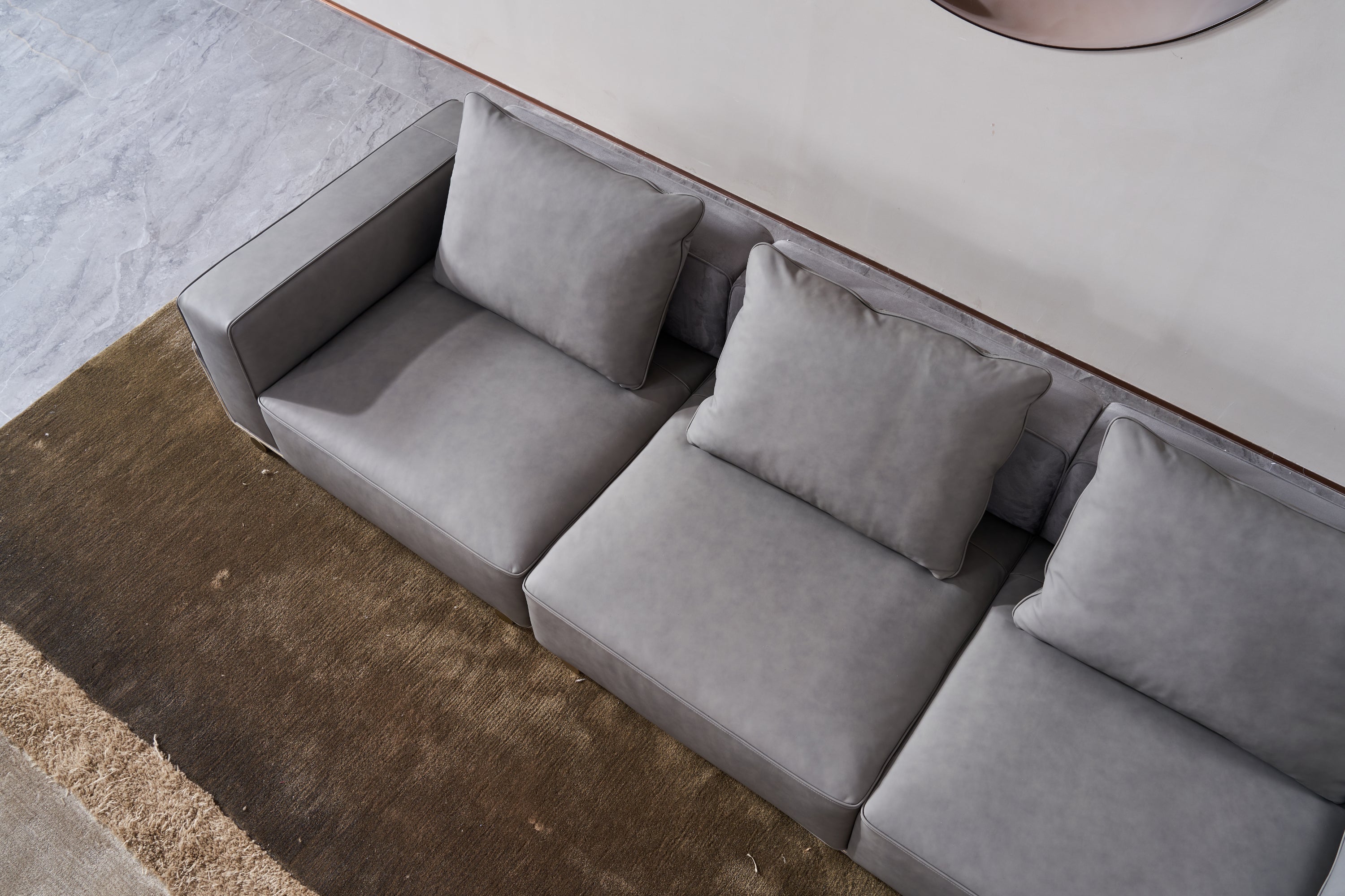 Italian minimalist A65 leather sofa simple aesthetics VJ3-2102 sofa