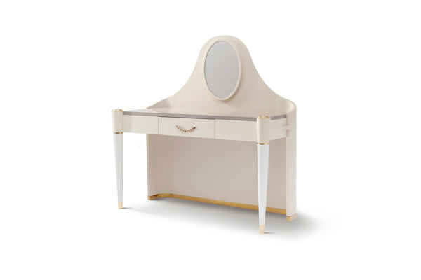 White Leather Elegant Bedroom Dressing Table With Mirror W005B13 Bentley Dressing Table