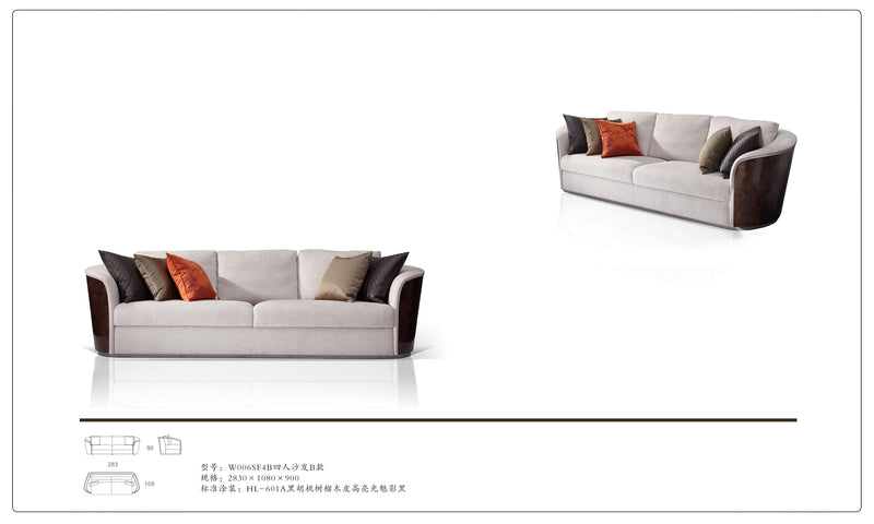 Contemporary Bentwood Bentley style Kingswood Sofa with walnut Wood Veneer Finish for Stylish Living W006SF2B Sofa