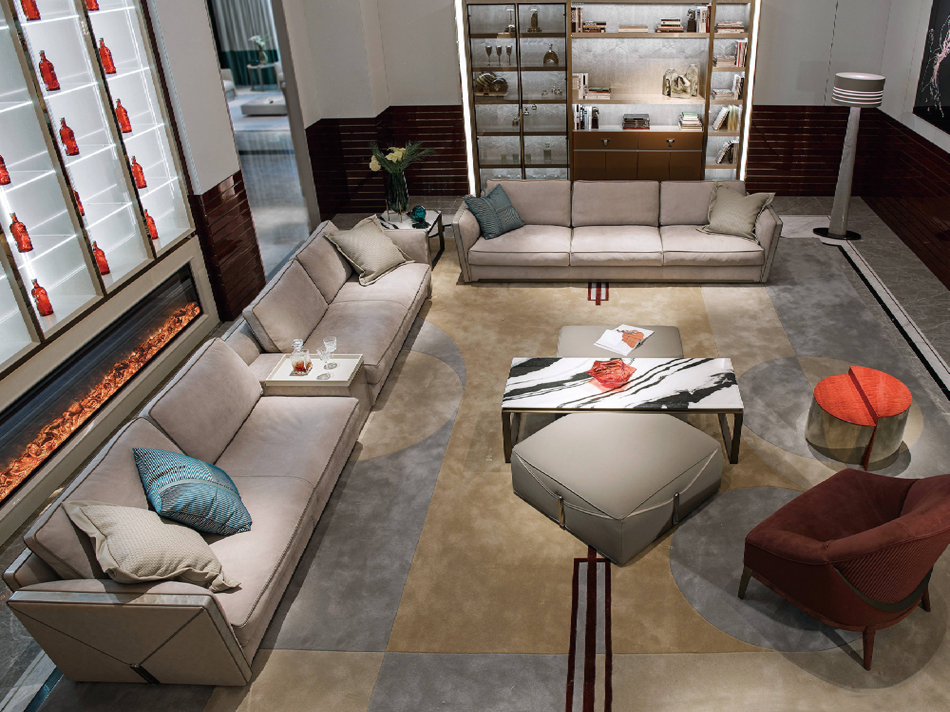 High Gloss Finished Veneer Leather Bookcase W011S26 Bentley style Closet office bookshelf Combination bookcase