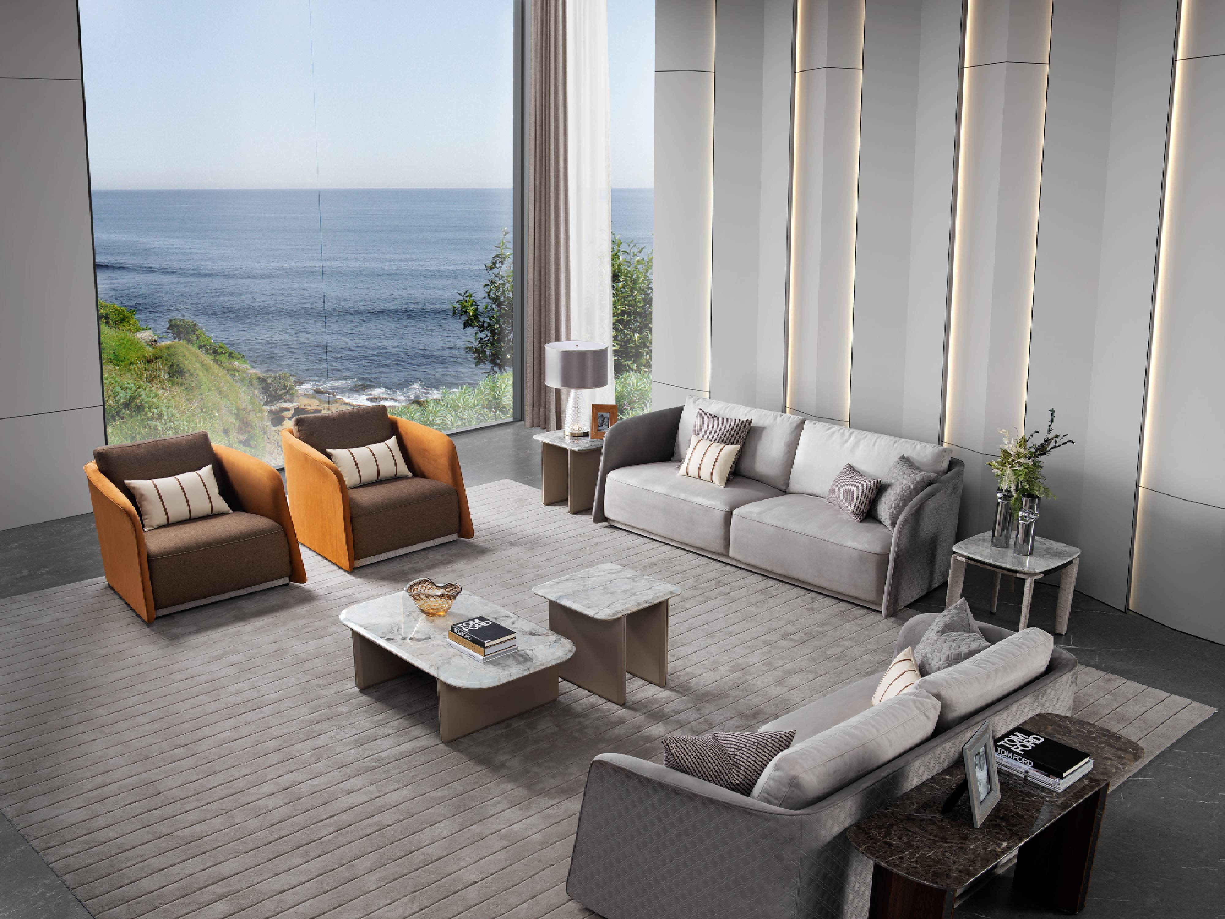 Light luxury Sofa Back Table, the perfect combination ofmarble and wood Bentley W016H7 Porch