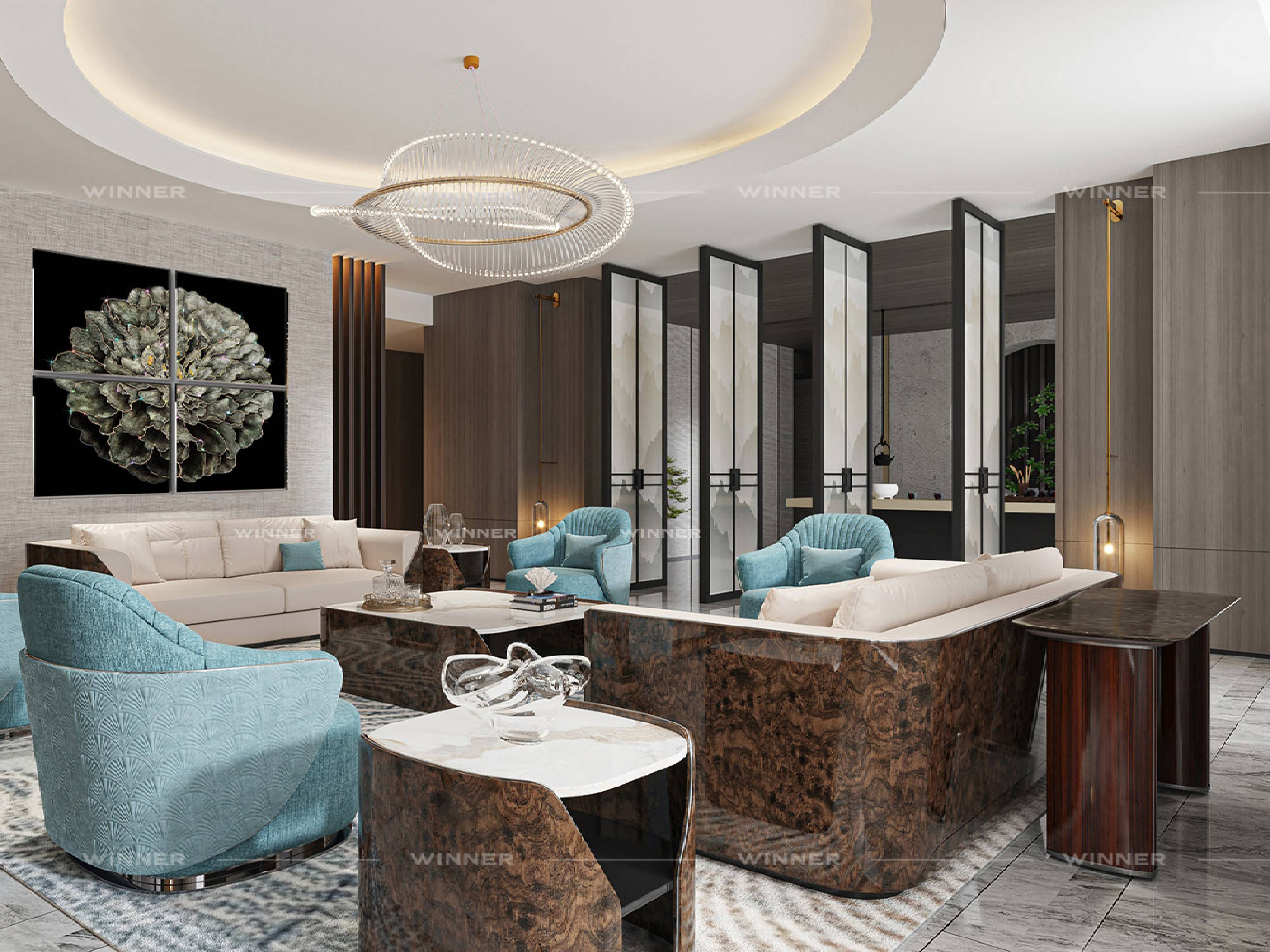 Light luxury Sofa Back Table, the perfect combination ofmarble and wood Bentley W016H7 Porch