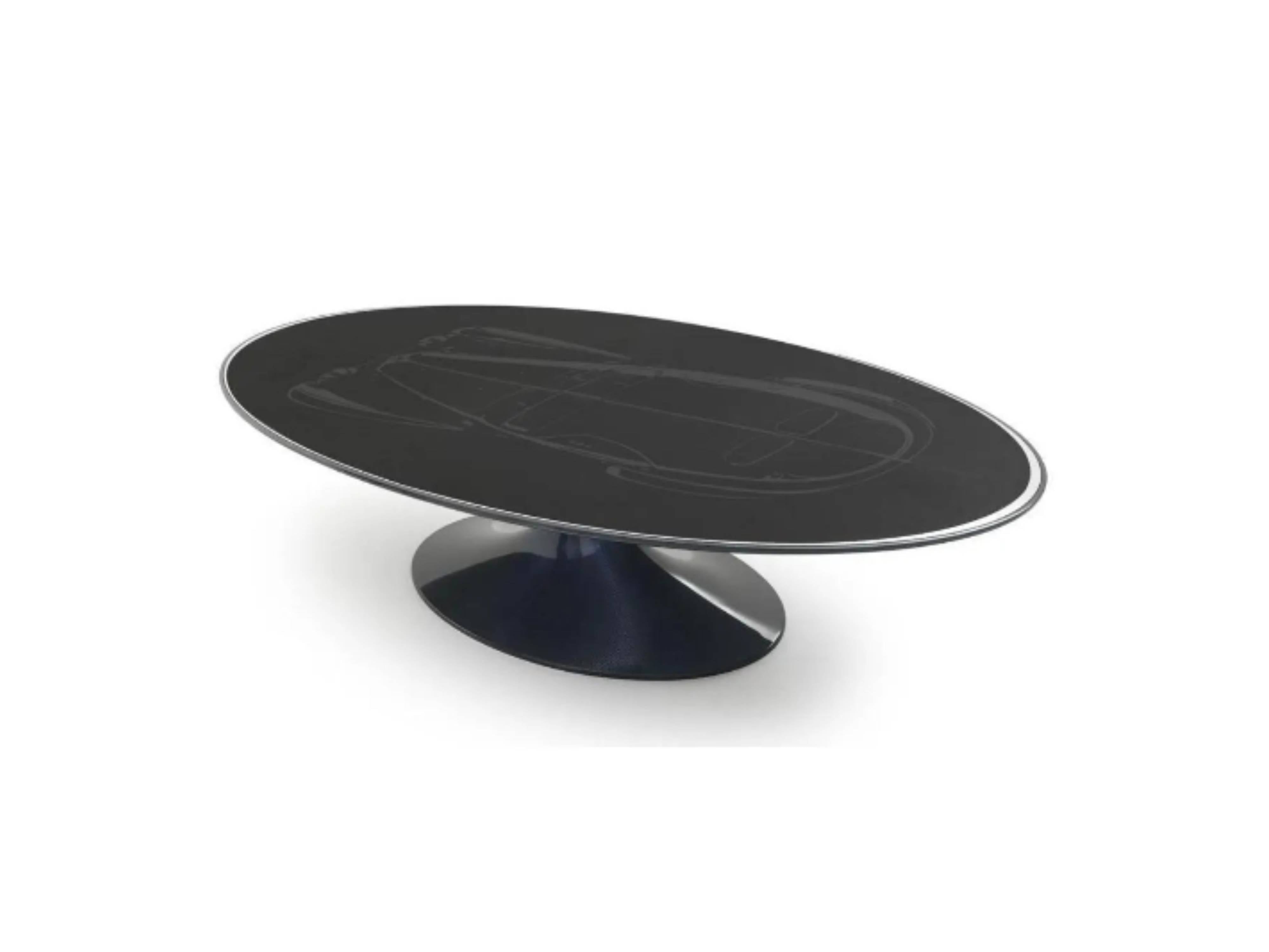 Bugatti Style Tea Table W018D1 - Luxury Carbon Fiber Tea Table with Silver Mirror Accents