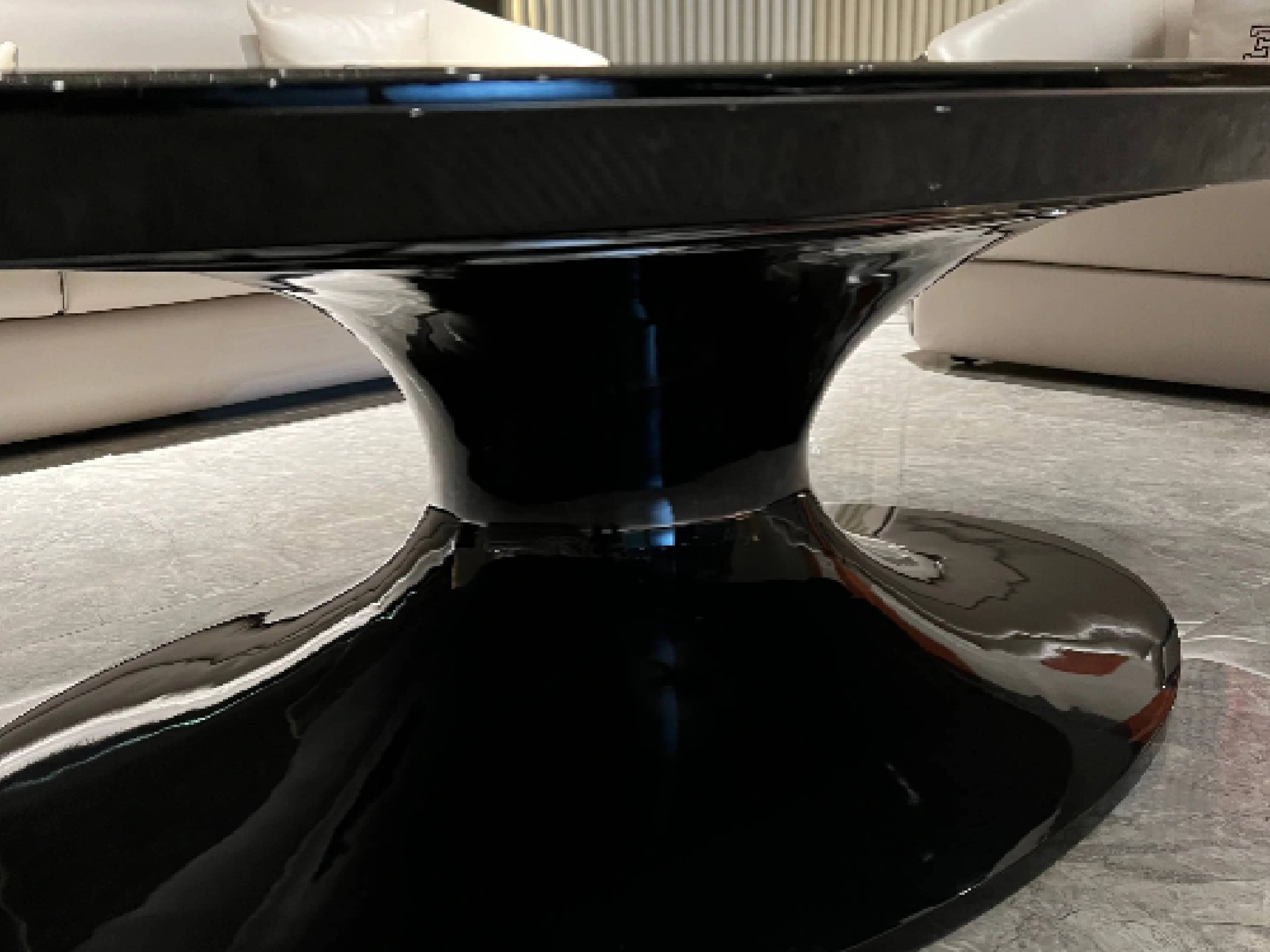 Bugatti Style Tea Table W018D1 - Luxury Carbon Fiber Tea Table with Silver Mirror Accents