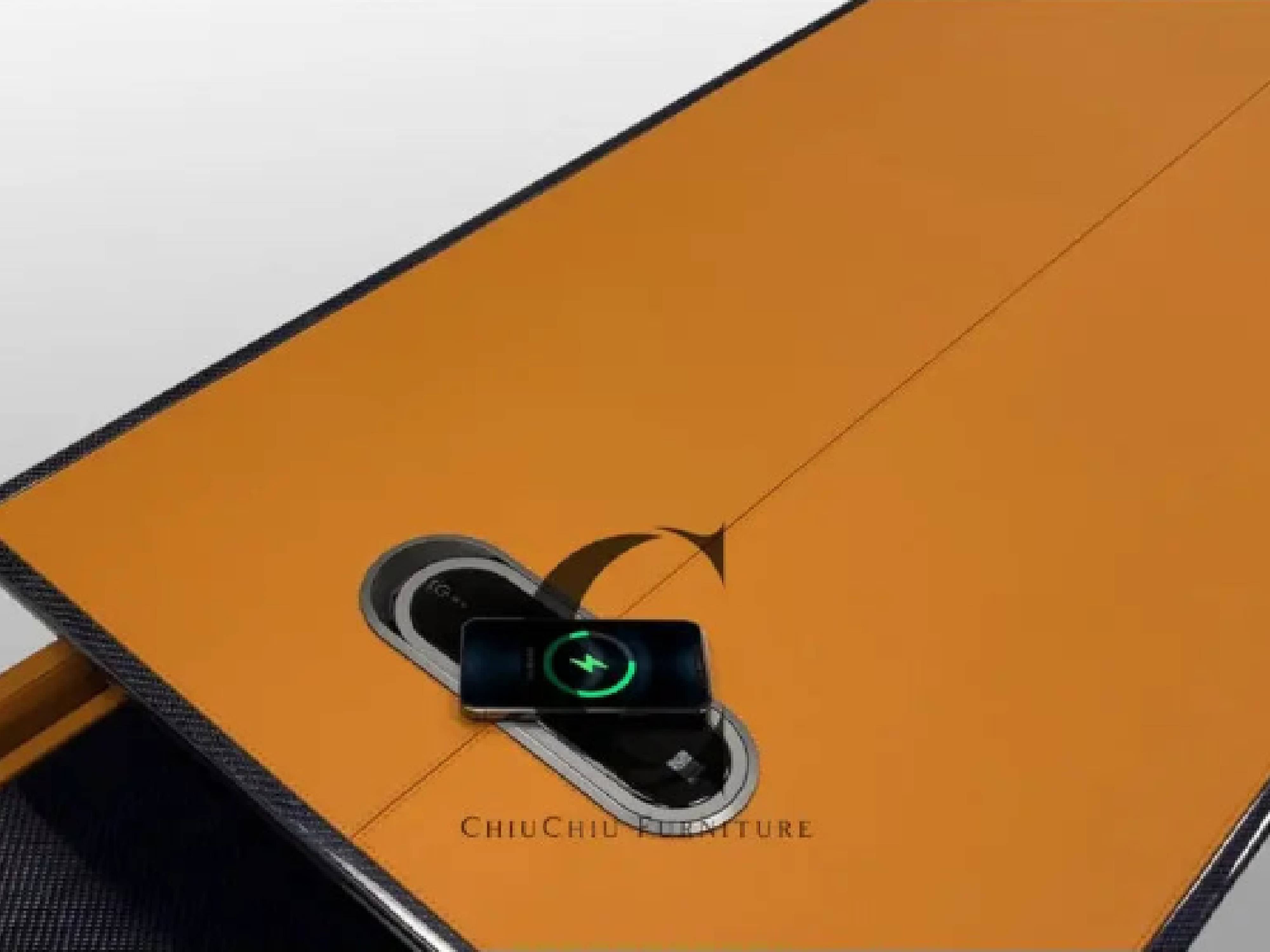 Bugatti-Style Office Table Boss Table W018S28B - Luxury Office Desk with Carbon Fibre and Leather Accents - Chiuchiufurniture