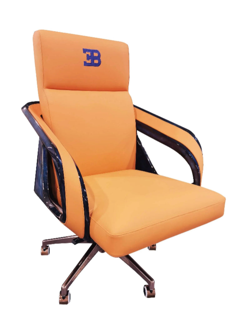 Bugatti-Style High Back Office Chair - Luxury Carbon Fibre and Leather Executive Chair-W018S21