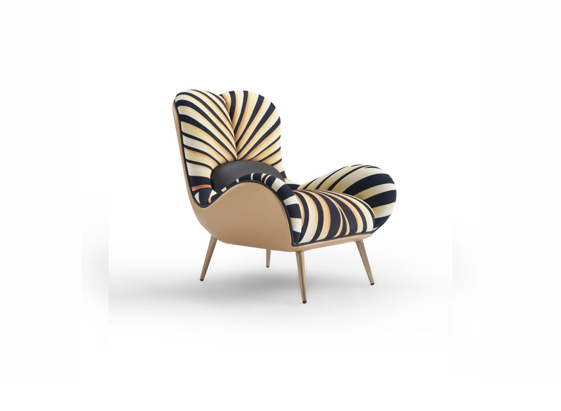 High-end Italian design wooden armchair sofa set luxury tiger velvet embroidery combination sofa bedroom living room DE5-057 Lounge chair
