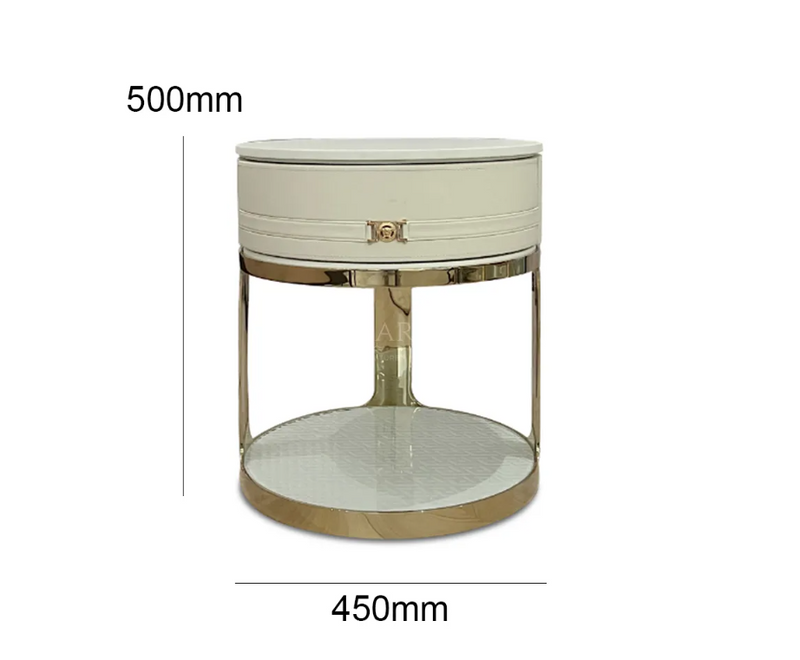 WH315B11 Radiant White High Gloss Bedside Table - Sleek and Luxurious Bedroom Addition WH315B11