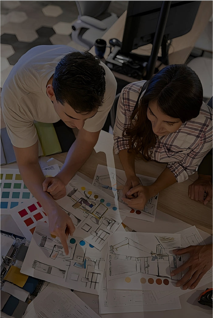 Mood board renderings and design direction for villa furniture project