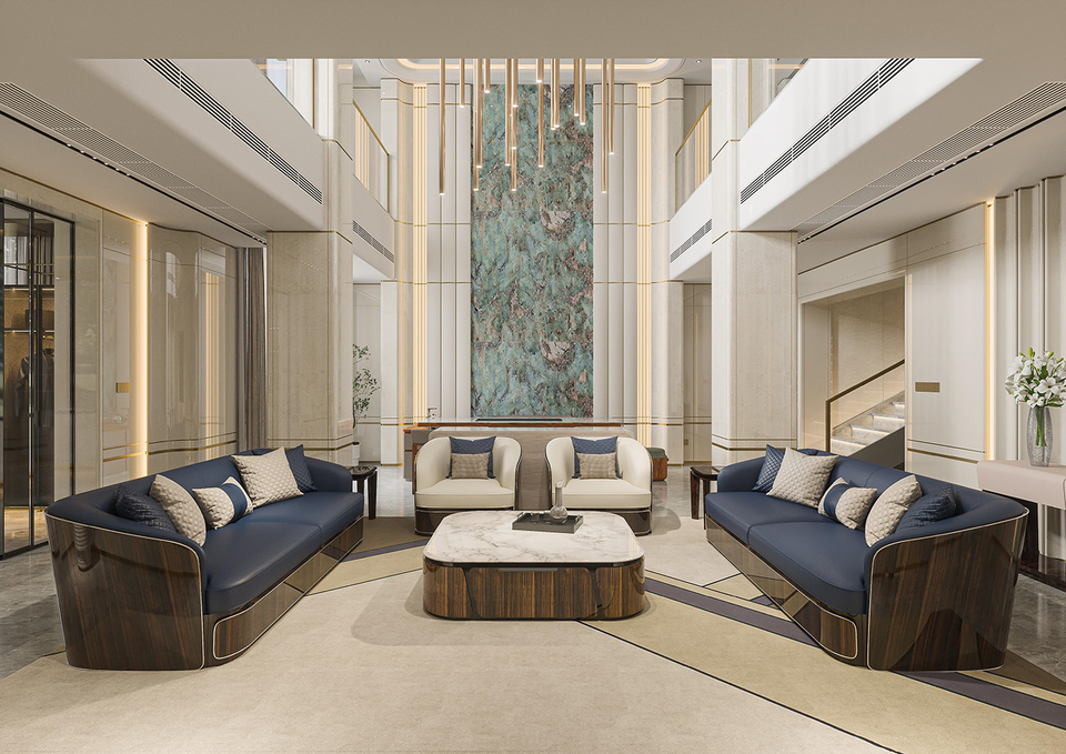 Completed custom furniture project in a furnished villa living room