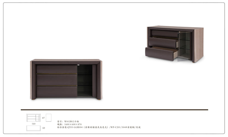 High End Leather Modern Luxury Drawer Chest W012B12 Bentley Wine Cabinet Sideboard chest of drawers