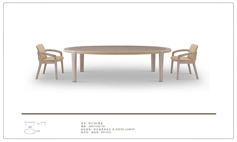 High End British Style Solid wood Veneer oval dining table set W013D1 Bentley Dining Table