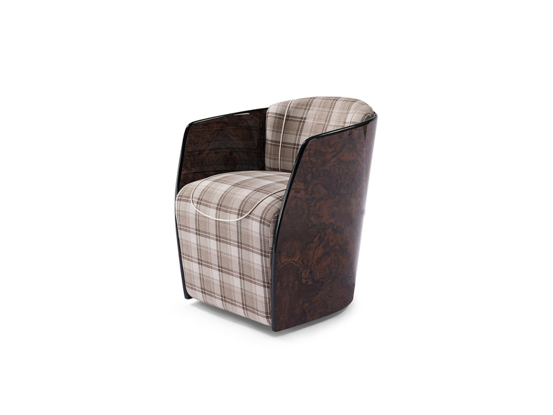 Classic modern design luxurious wooden veneer leather lounge chair W001SF11A LOUNGE CHAIR