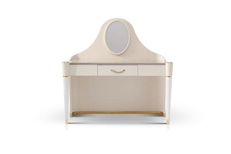 White Leather Elegant Bedroom Dressing Table With Mirror W005B13 Bentley DRESSING TABLE